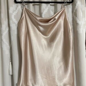 Nicole Miller Satin Cowl Neck Blouse in Champagne